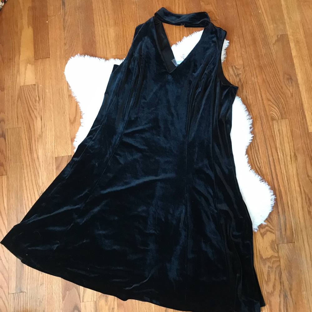 Lane Bryant Black Velvet Swing Dress Sz 14 16 NWT